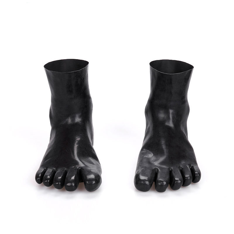 Natural Latex Foot Cover Black Short Tube Five Finger Socks