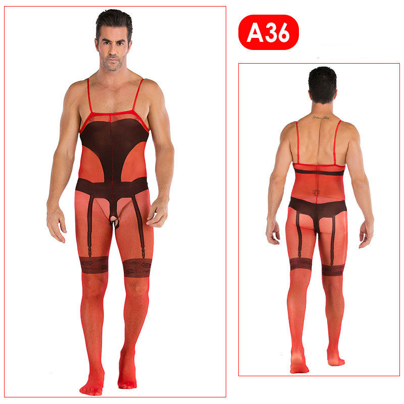 Men's Sexy Jumpsuit Silk Stockings