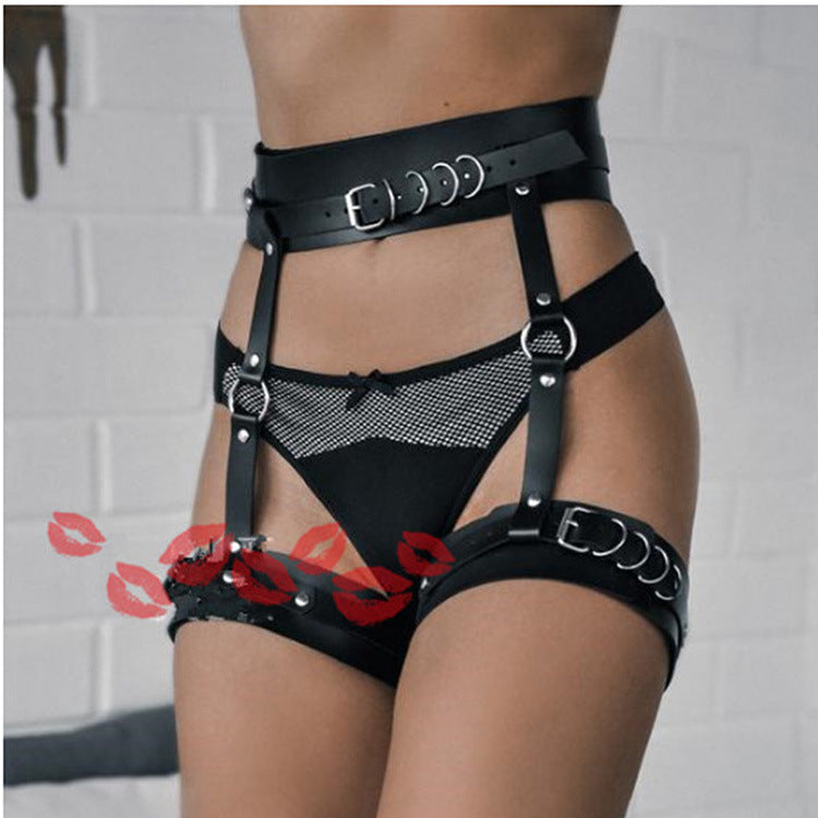 Leather Waist Leg Ring Integrated Garter Belt