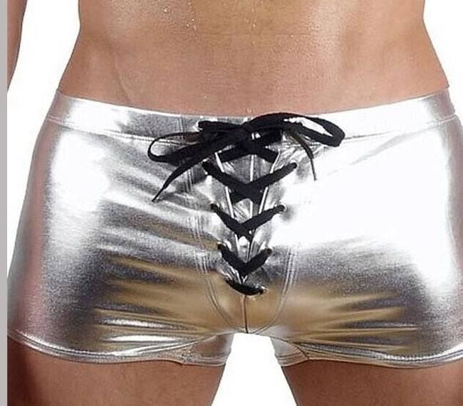 Latex Faux Leather/Metallic Drawstring Boxers