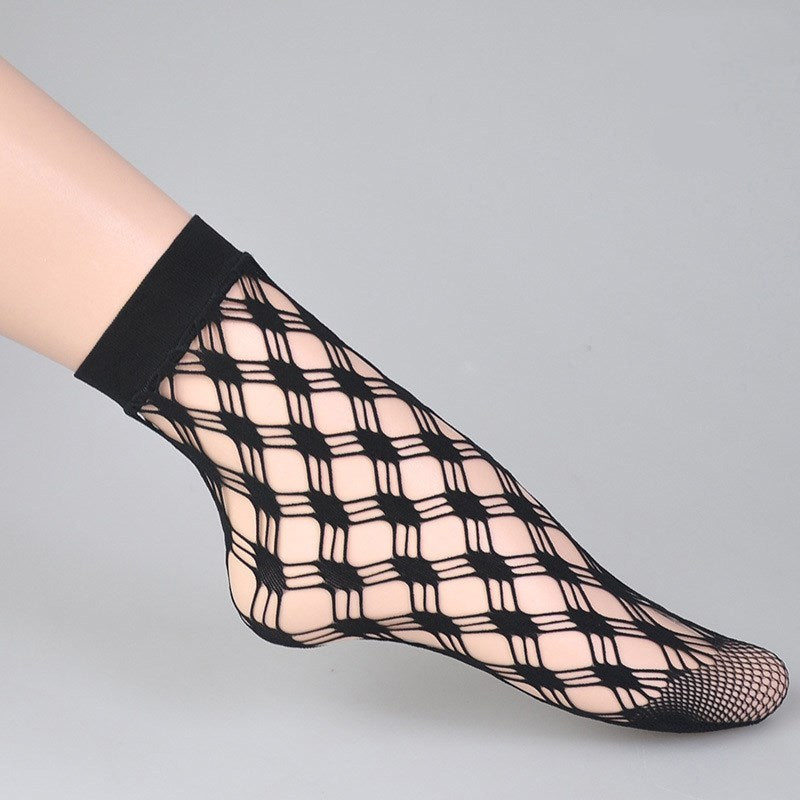 Summer Ultra-thin Short Hollow Sexy Black Socks