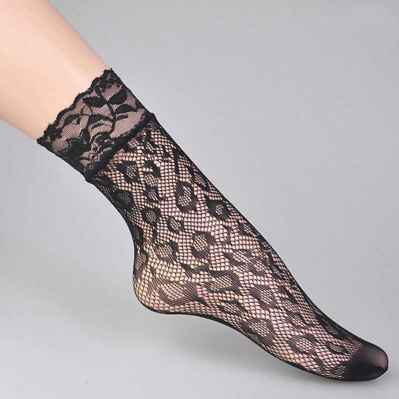 Summer Ultra-thin Short Hollow Sexy Black Socks