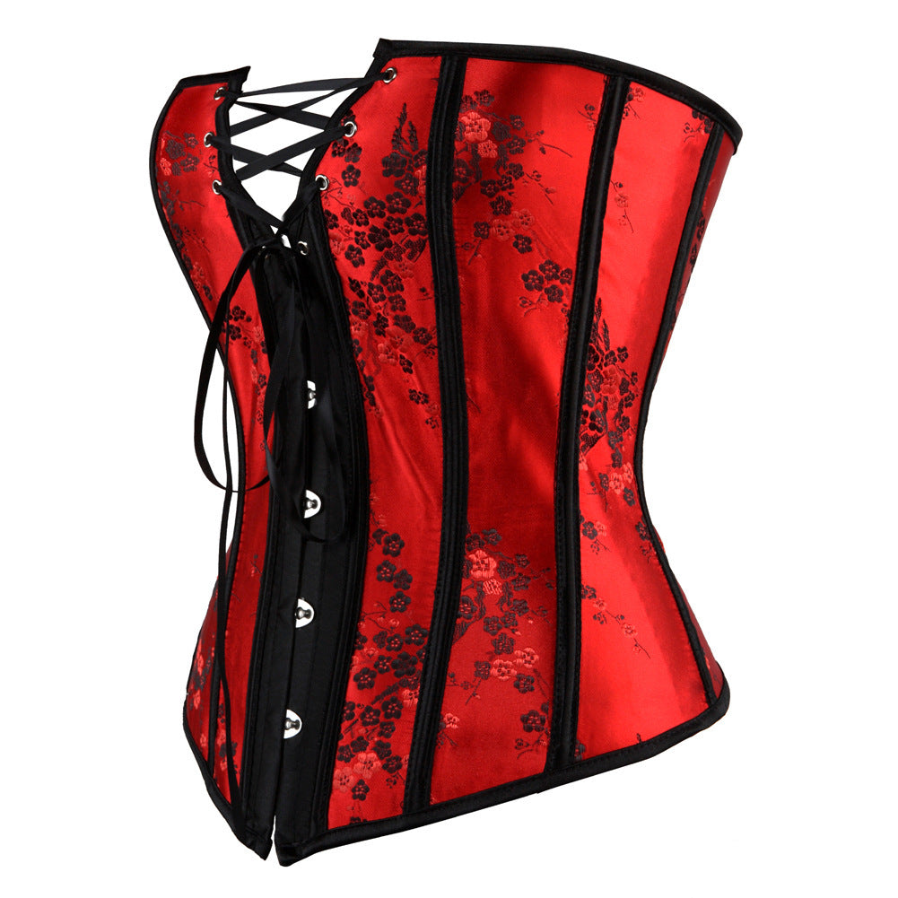 Style chinois fleur de prunier motif cour sexy dames corsettop