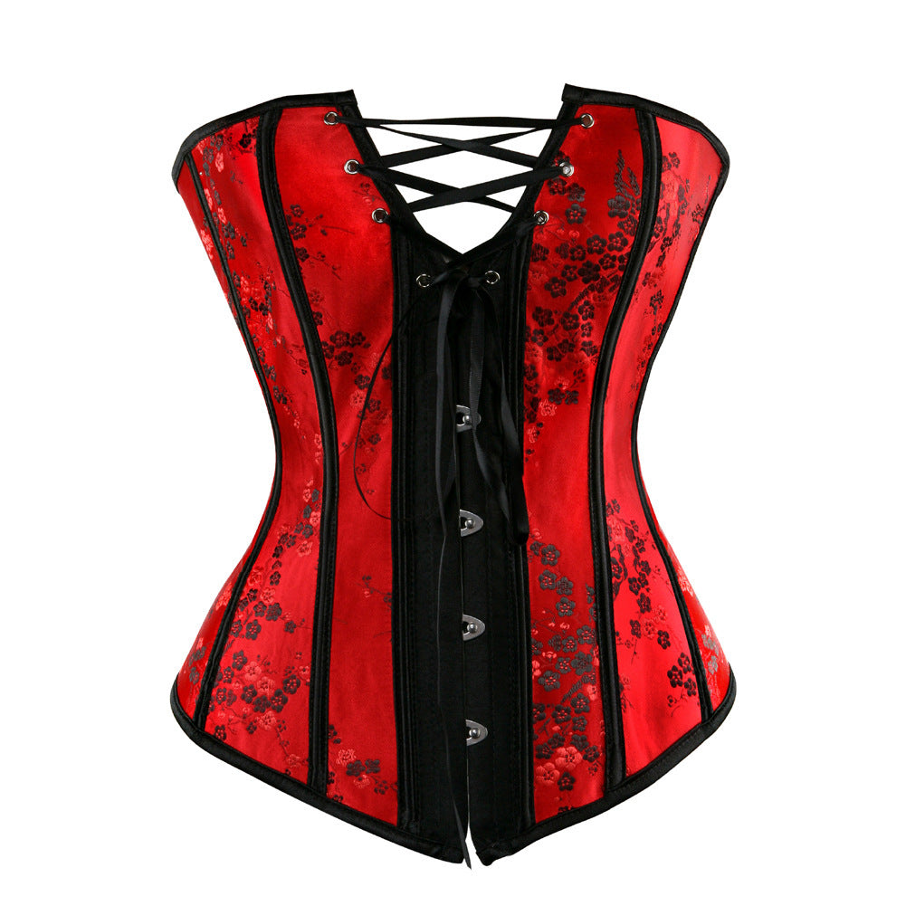 Style chinois fleur de prunier motif cour sexy dames corsettop