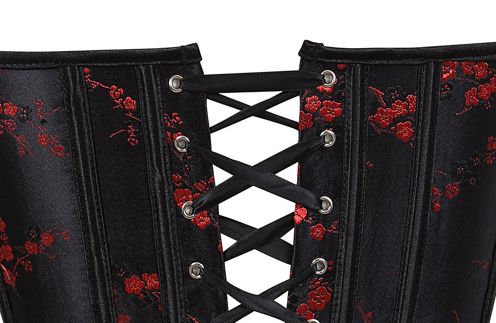 Style chinois fleur de prunier motif cour sexy dames corsettop