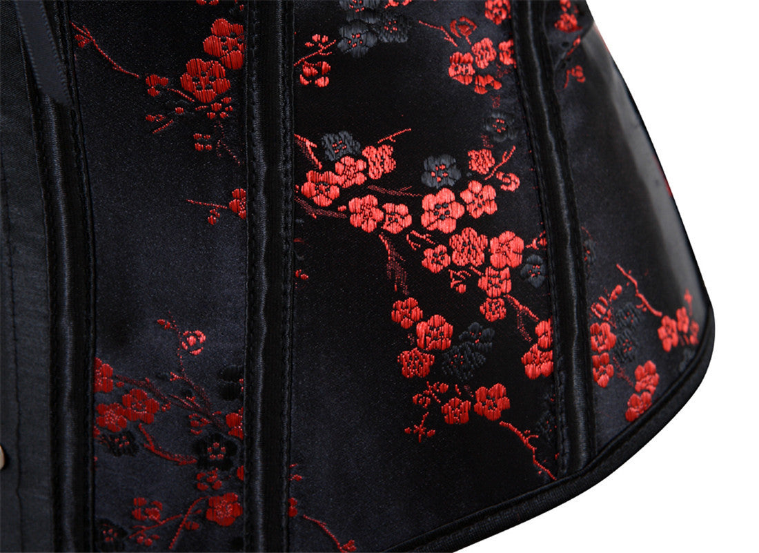 Style chinois fleur de prunier motif cour sexy dames corsettop