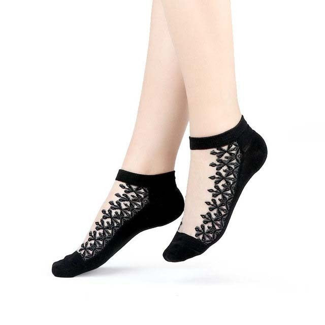 Sexy Lace Mesh Socks Transparent for women Ankle Thin Socks