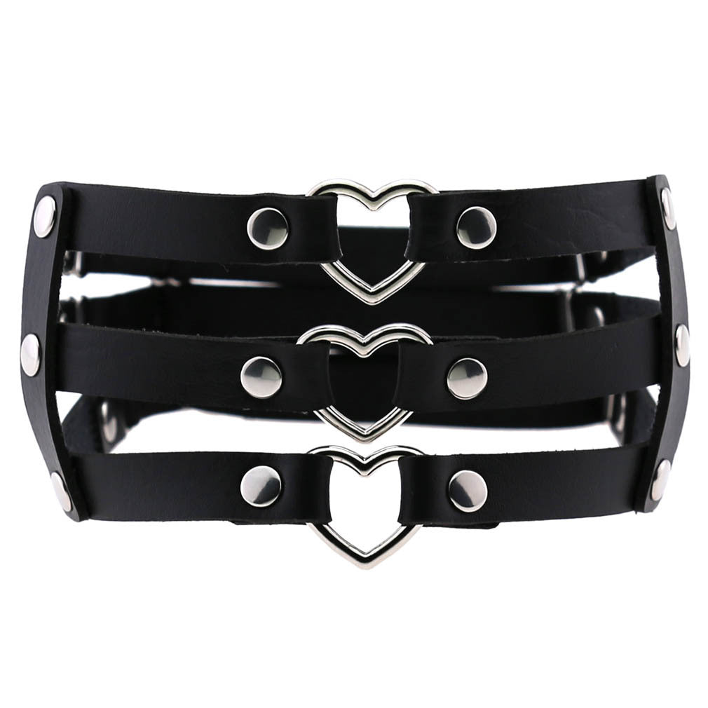 New Punk Style Trend  Love Hollow Garter Belt Fashion All-Match Leather Elastic Thigh Loop Leg Belt