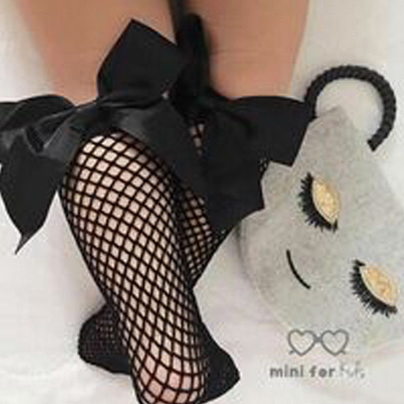 Mesh Fishnet Stockings Sexy Oversized Bow New Mid-Length Socks