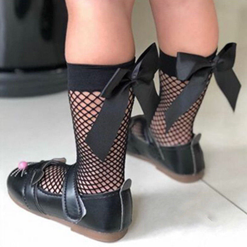 Mesh Fishnet Stockings Sexy Oversized Bow New Mid-Length Socks