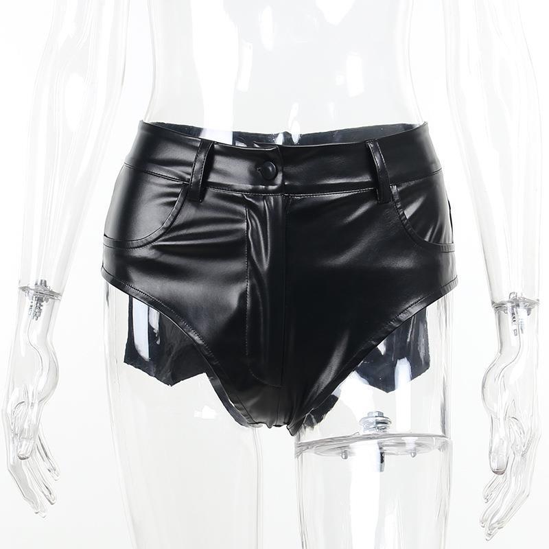 Women's Solid Color Leather Triangle Shorts