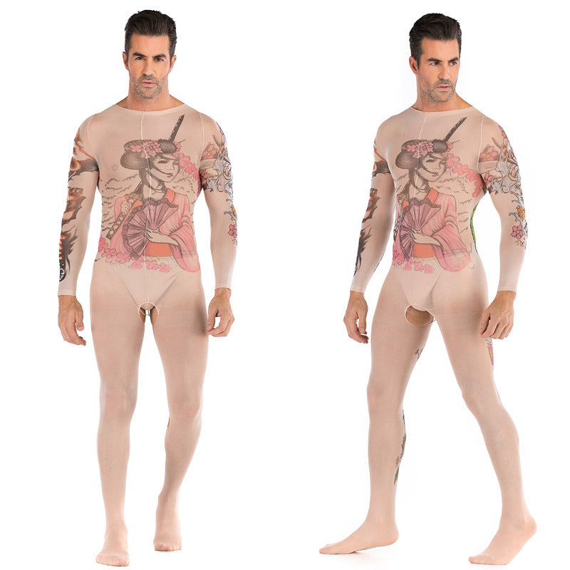 Men's Sexy Jumpsuit Silk Stockings