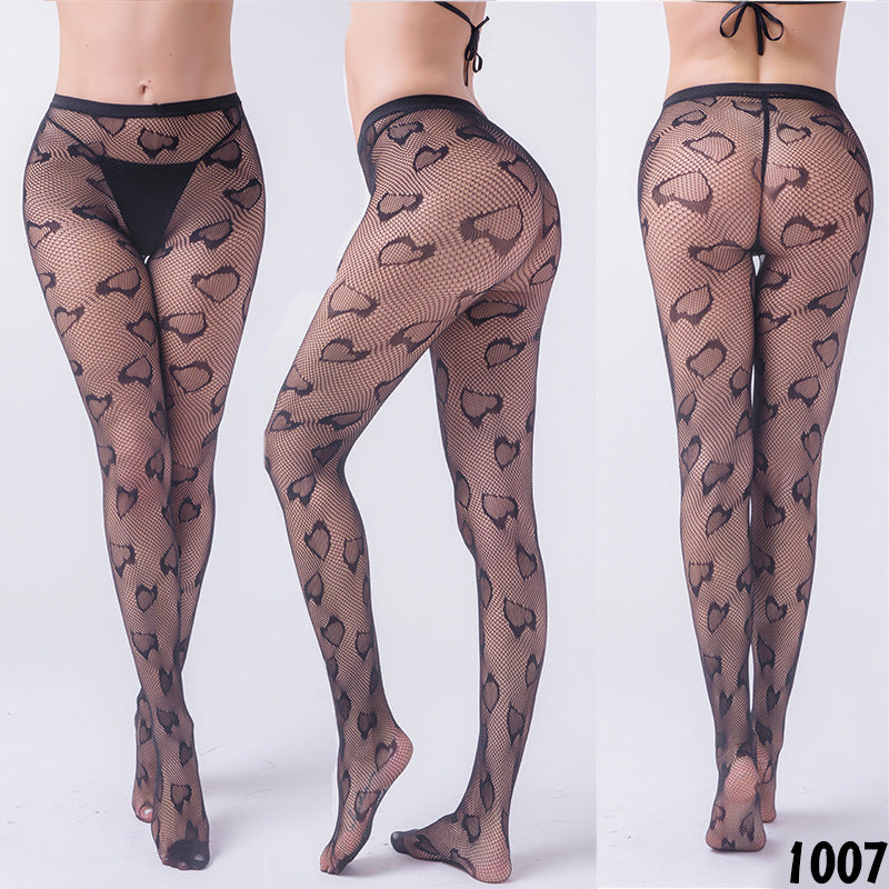 Vintage rose jacquard pantyhose