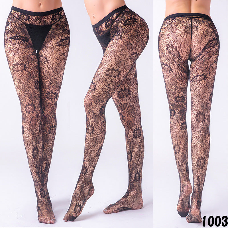 Vintage rose jacquard pantyhose