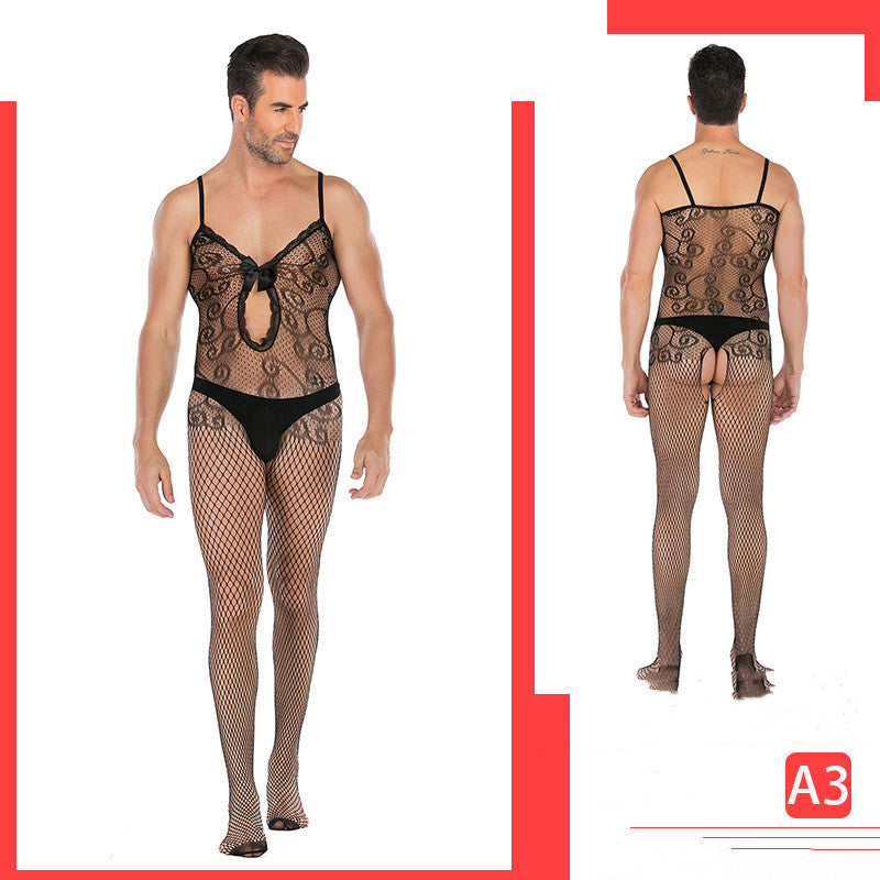 Men's Sexy Jumpsuit Silk Stockings