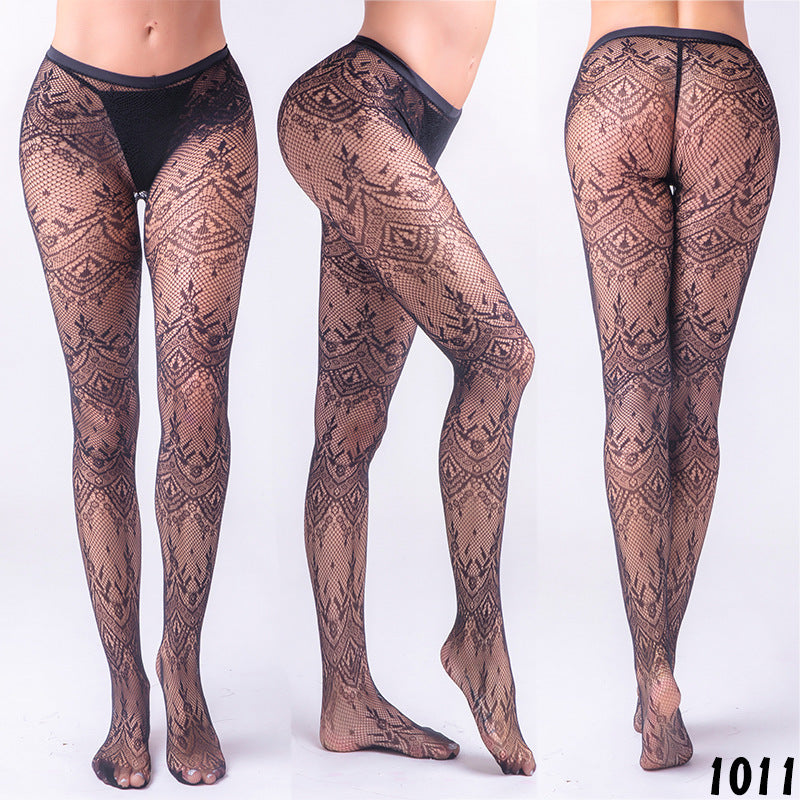 Vintage rose jacquard pantyhose