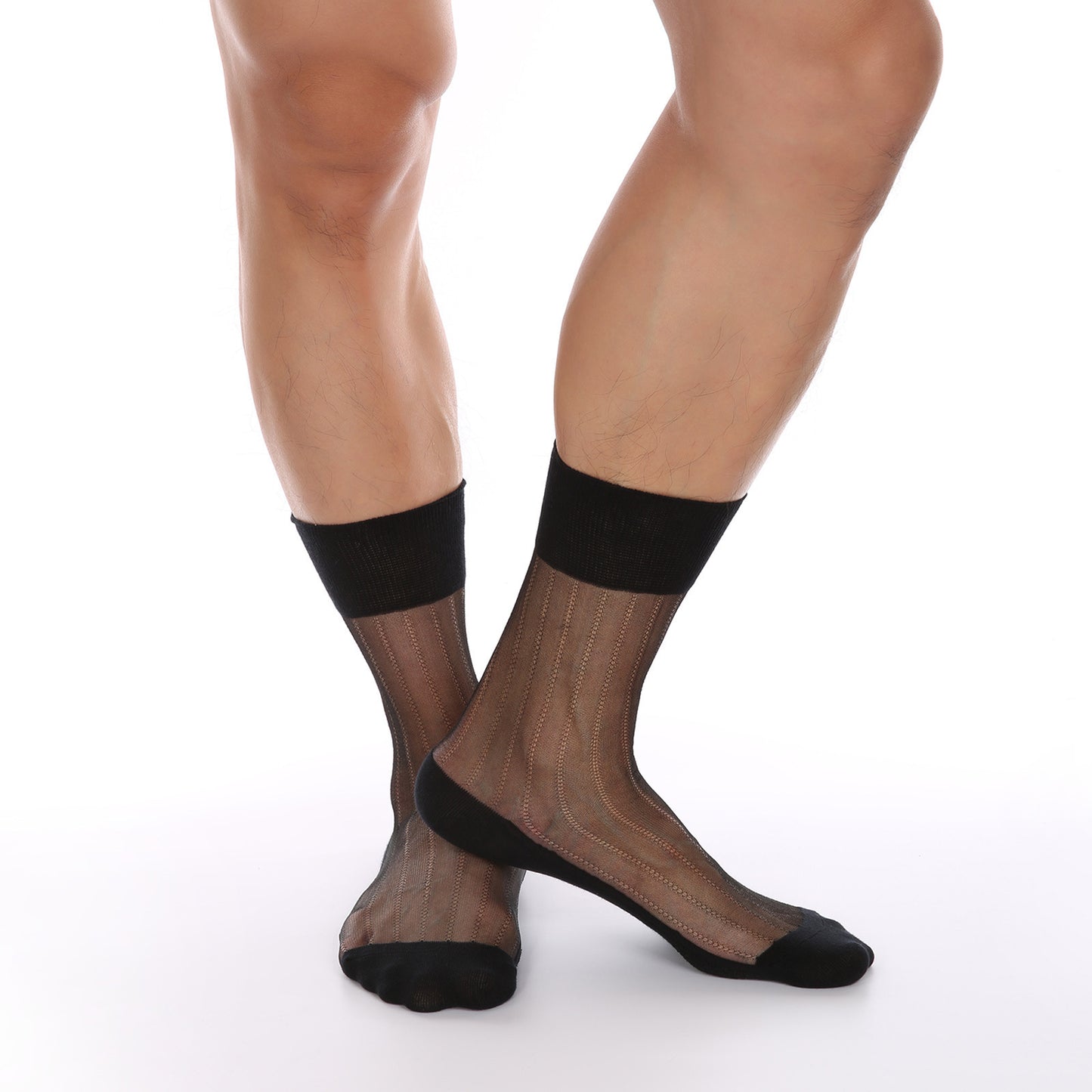 Summer Men's Sexy Cutout Thin Mesh Stockings Mid-length