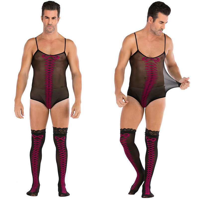 Men's Sexy Jumpsuit Silk Stockings