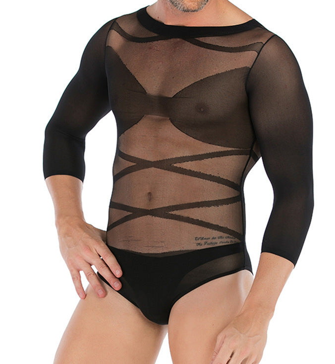 Sexy Net Clothes Sexy Long-sleeved Tops Stockings One-piece Stockings Set