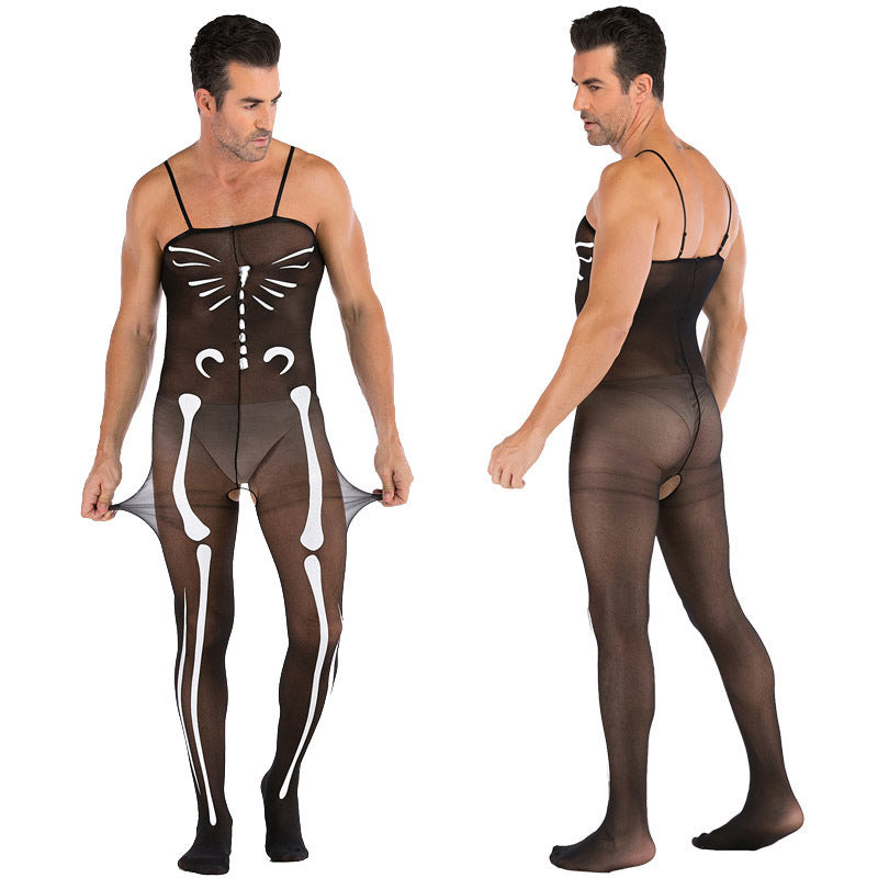 Men's Sexy Jumpsuit Silk Stockings