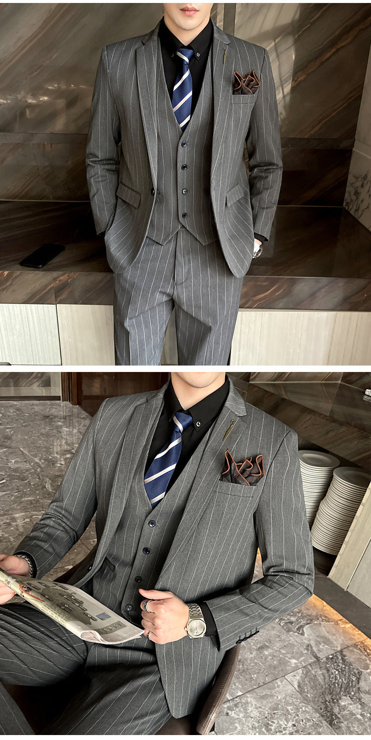 Striped Suit Men's Three-piece Suit