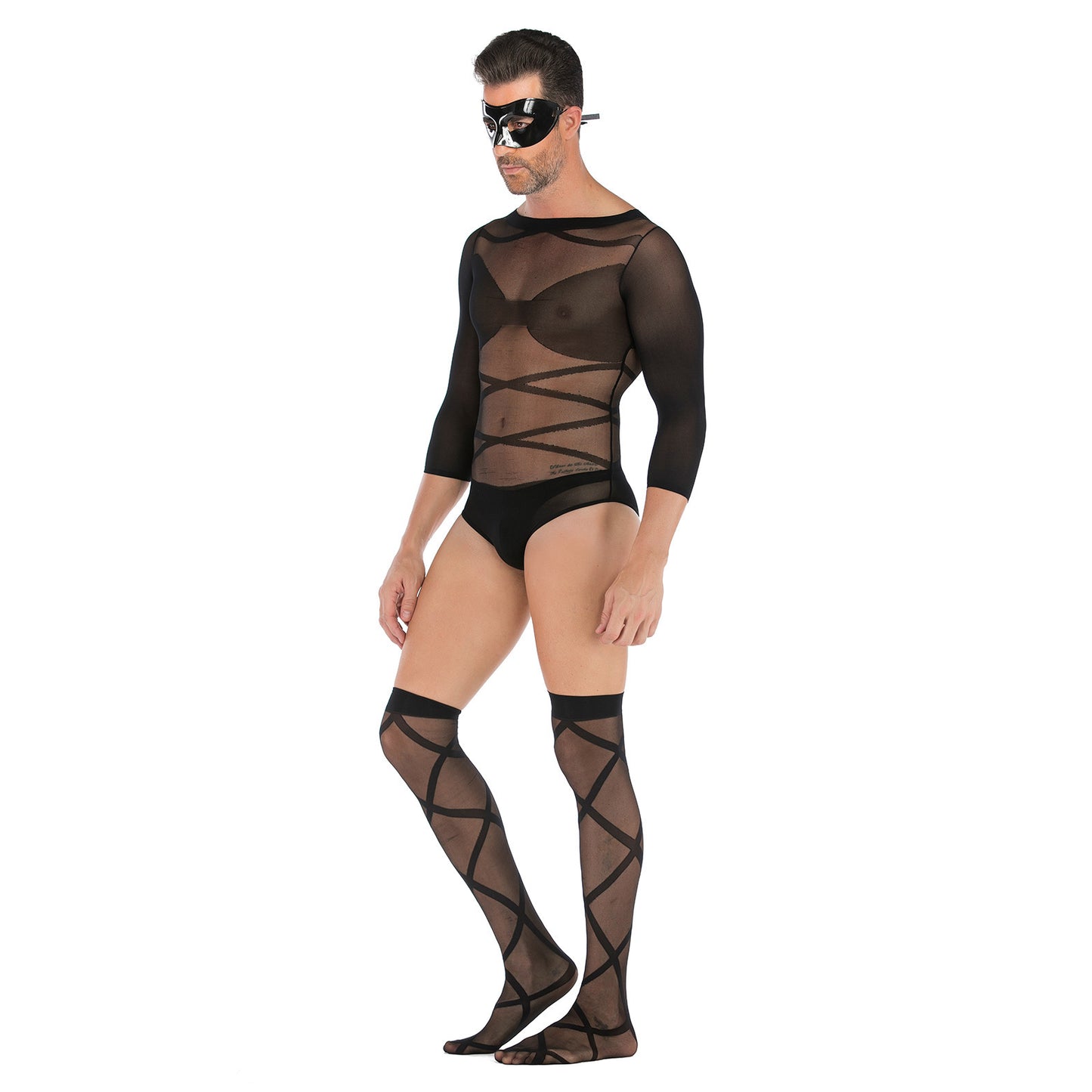 Sexy Net Clothes Sexy Long-sleeved Tops Stockings One-piece Stockings Set