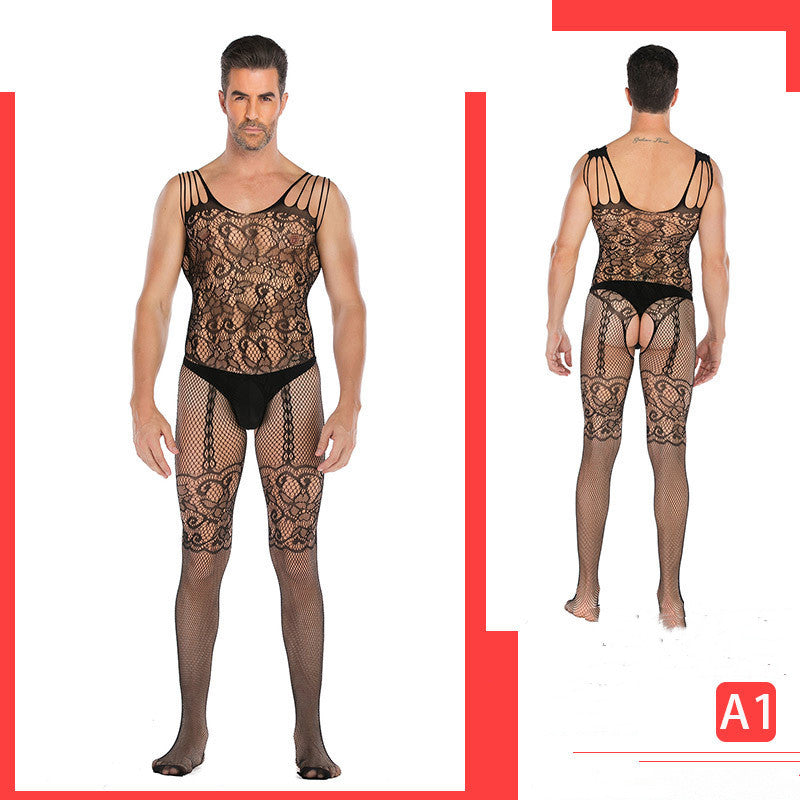 Men's Sexy Jumpsuit Silk Stockings