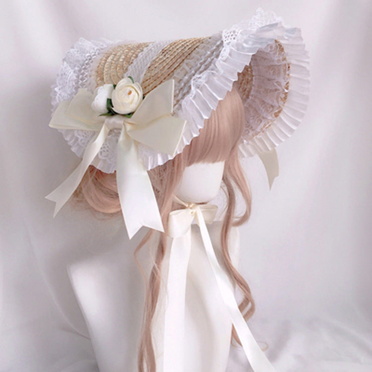 Lolita Handmade Pastoral Style Lolita Straw Hat Women