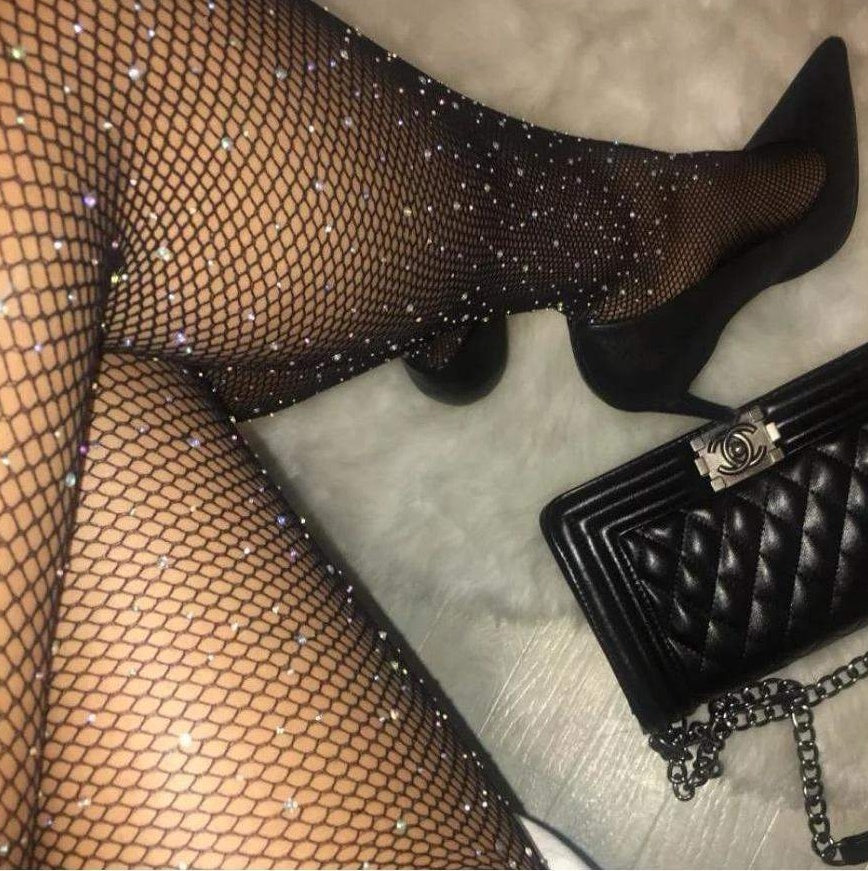 Collant Strass Mesh Black/White