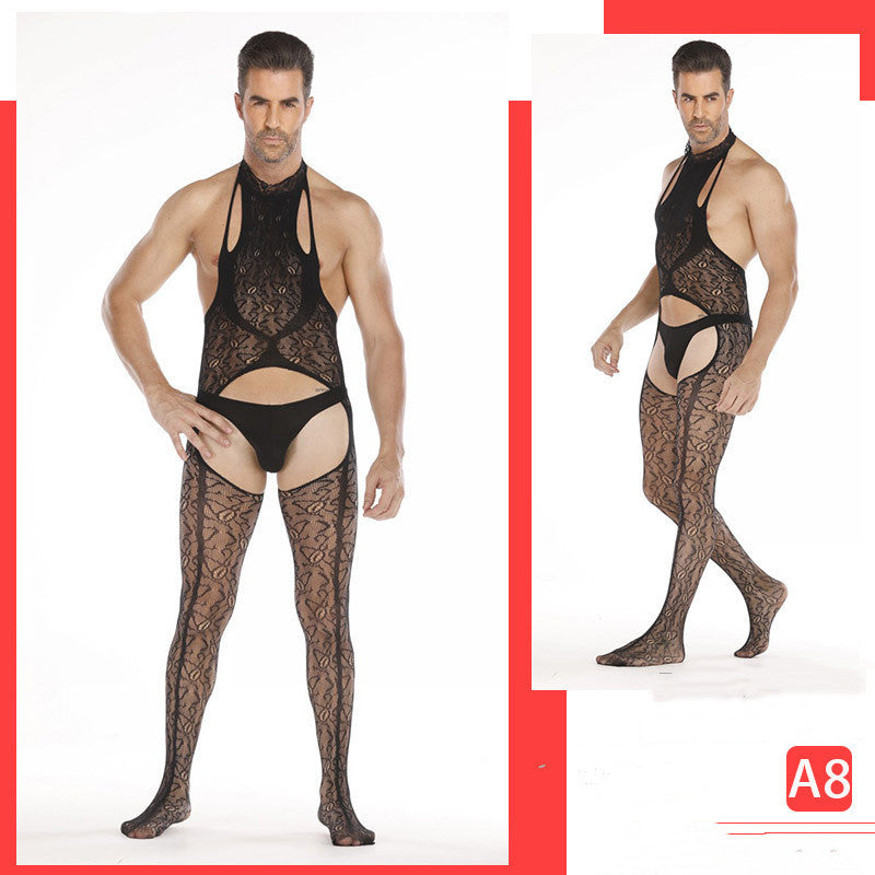 Men's Sexy Jumpsuit Silk Stockings