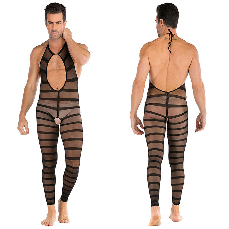 Men's Sexy Jumpsuit Silk Stockings