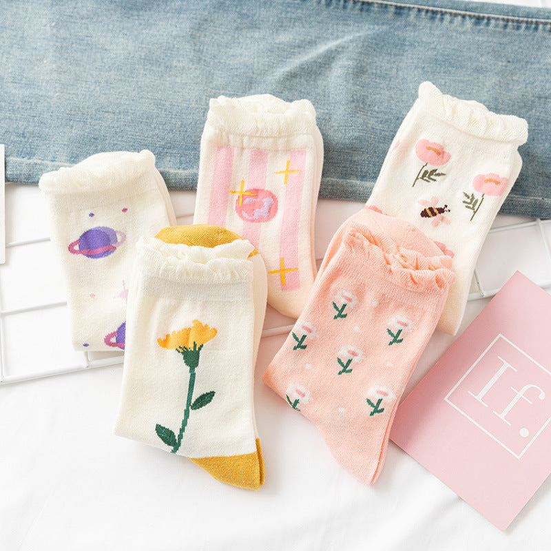 Floral Women's Medium Hose Lolita Socks