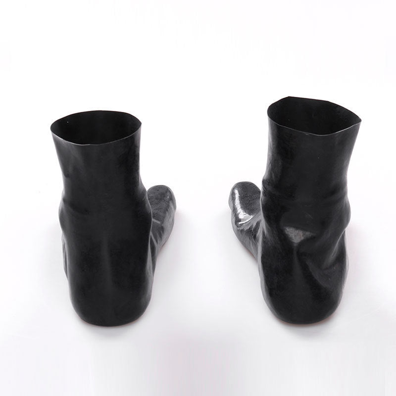 Natural Latex Foot Cover Black Short Tube Five Finger Socks