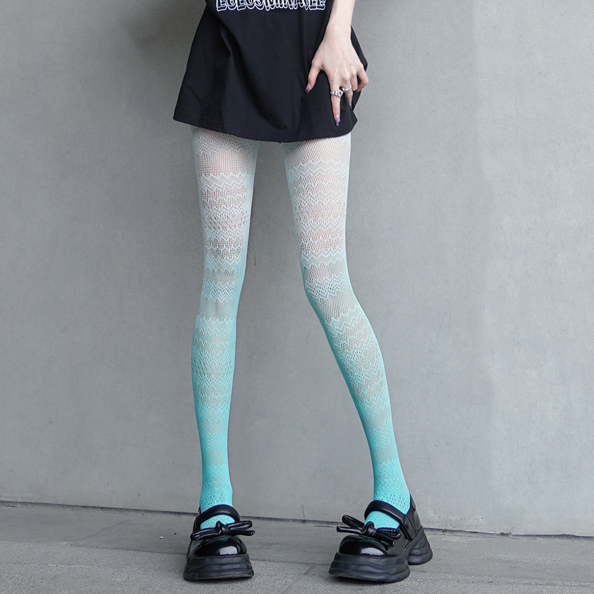 Gradient Color Silk Net Socks Hollow Lace Jacquard