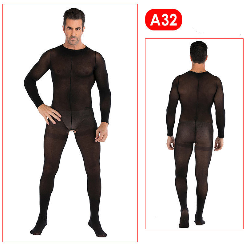 Men's Sexy Jumpsuit Silk Stockings