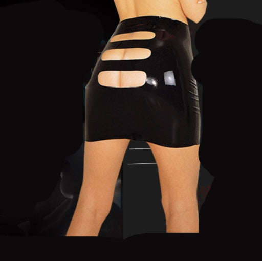 Color Black Latex Short Skirt Tight Pants