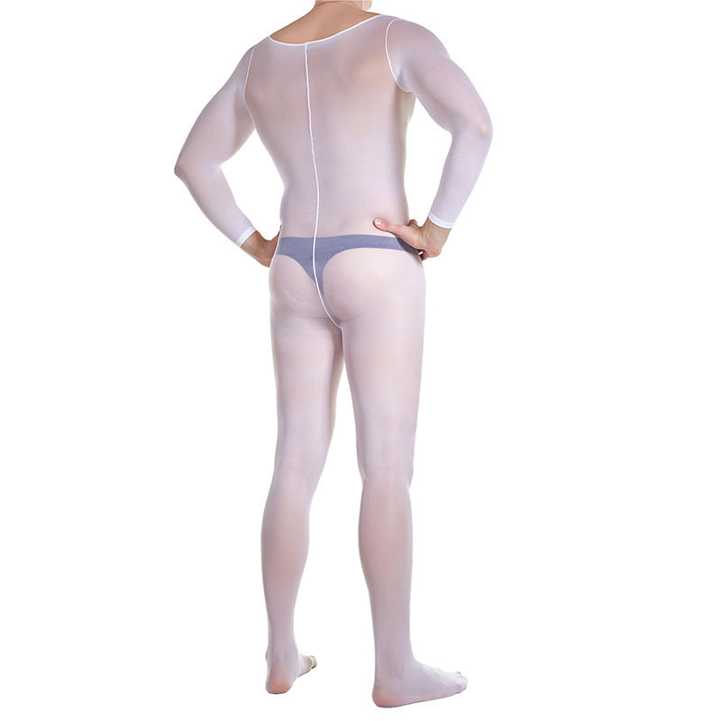 Men's Pantyhose Bodysuit 3D Thin Mask Transparent