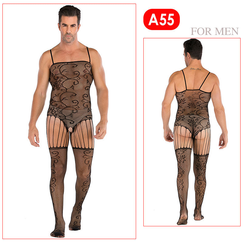 Men's Sexy Jumpsuit Silk Stockings