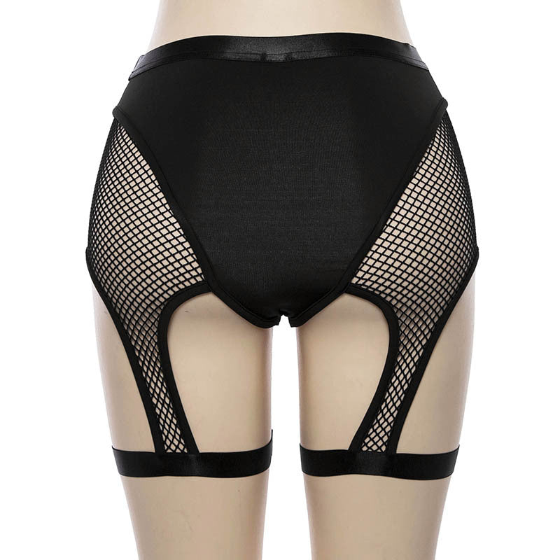 High Waist Solid Color Mesh Perspective Leg Socks Nightclub Sexy Shorts