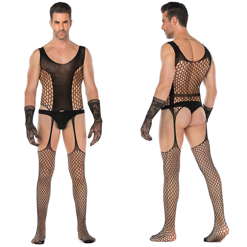 Men's Sexy Jumpsuit Silk Stockings