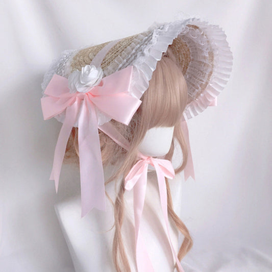 Lolita Handmade Pastoral Style Lolita Straw Hat Women