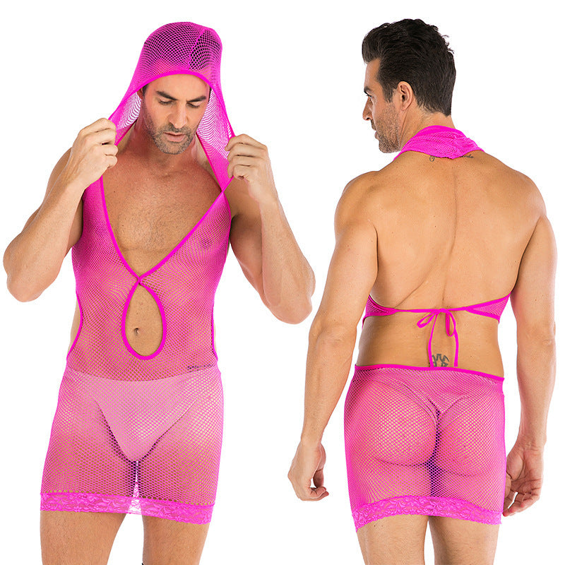 Men's Sexy Jumpsuit Silk Stockings