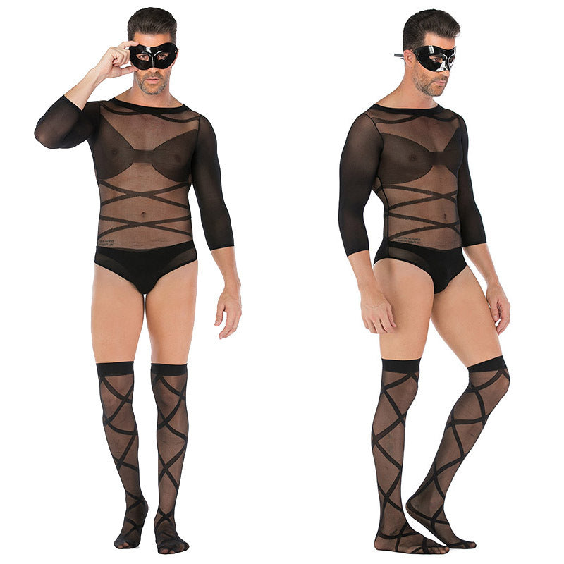 Men's Sexy Jumpsuit Silk Stockings