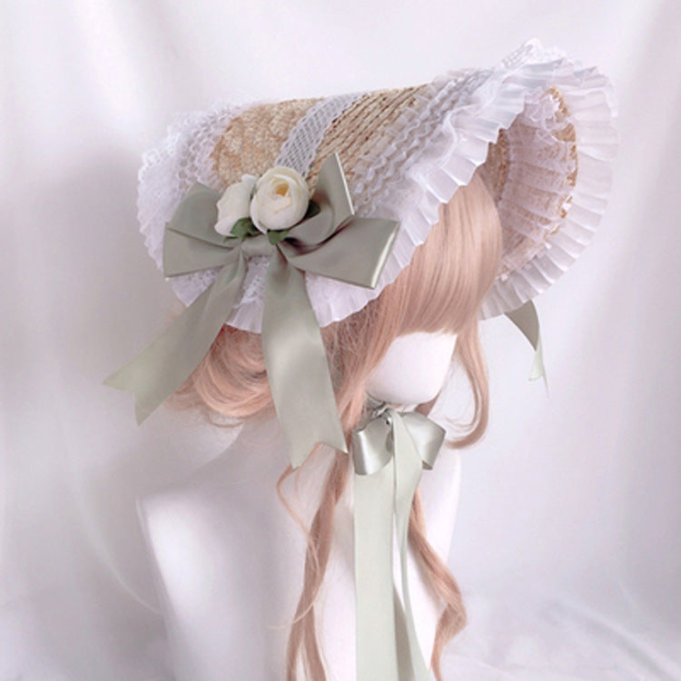 Lolita Handmade Pastoral Style Lolita Straw Hat Women