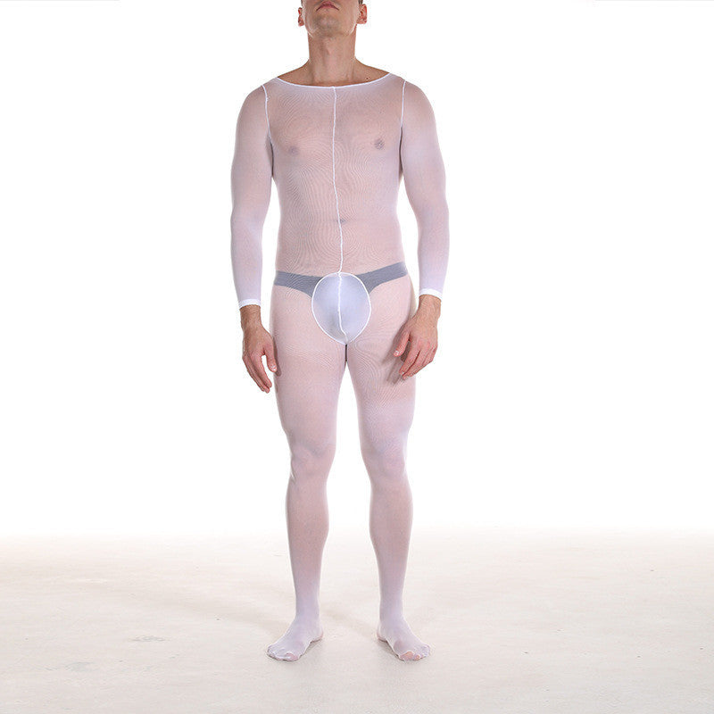 Men's Pantyhose Bodysuit 3D Thin Mask Transparent