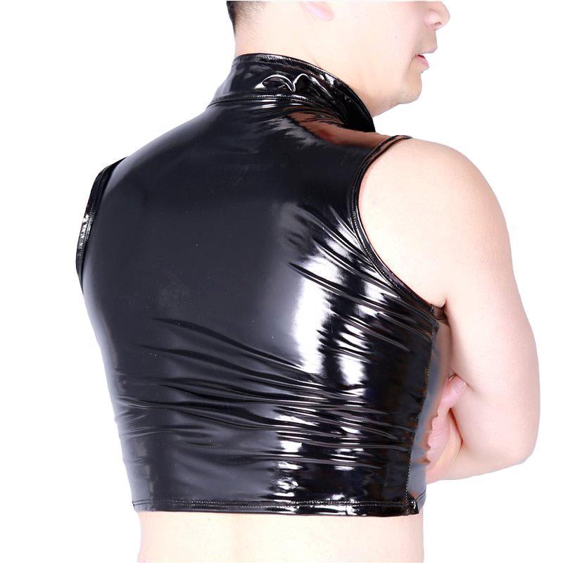 Men's Fashion Solid Color Latex Ammonia Cool Bright Short Undershirt