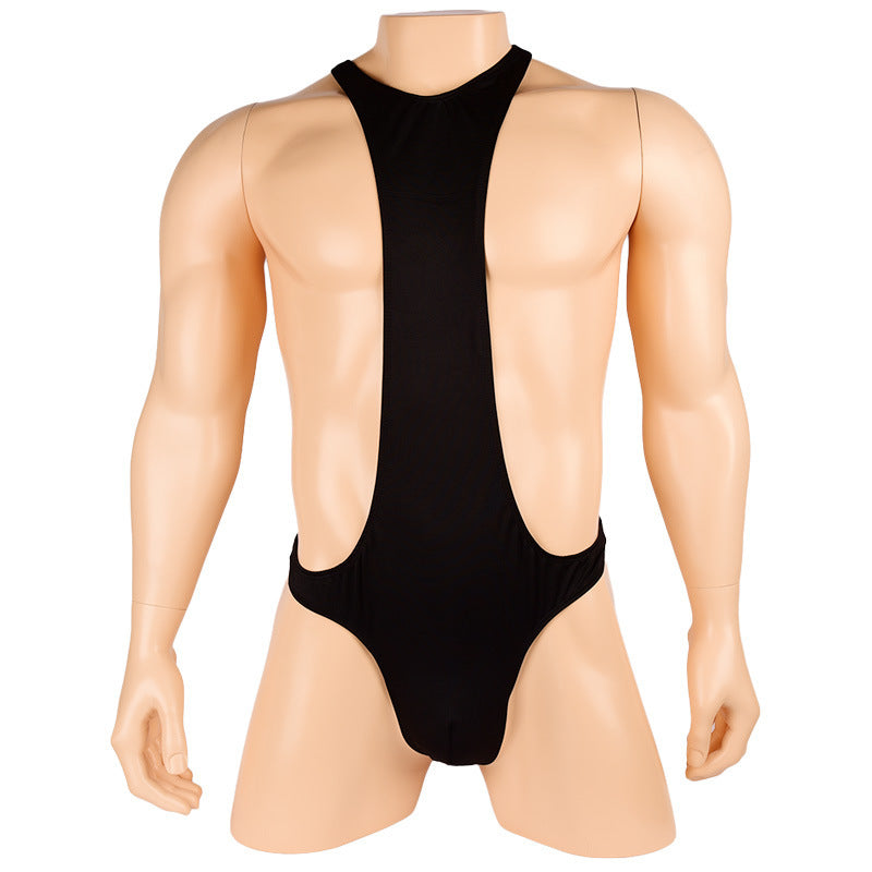 Lingerie Men Black Thong Camisole One-piece Vest