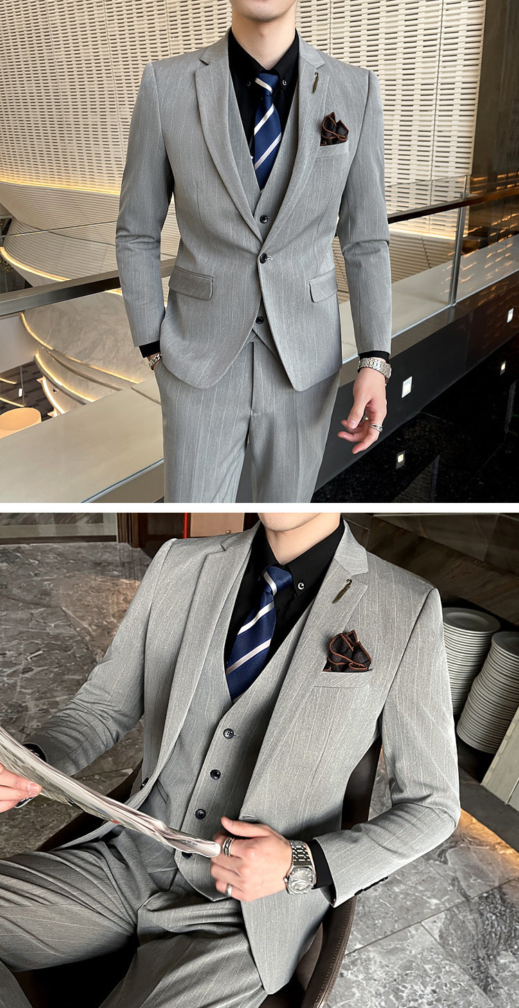 Striped Suit Men's Three-piece Suit